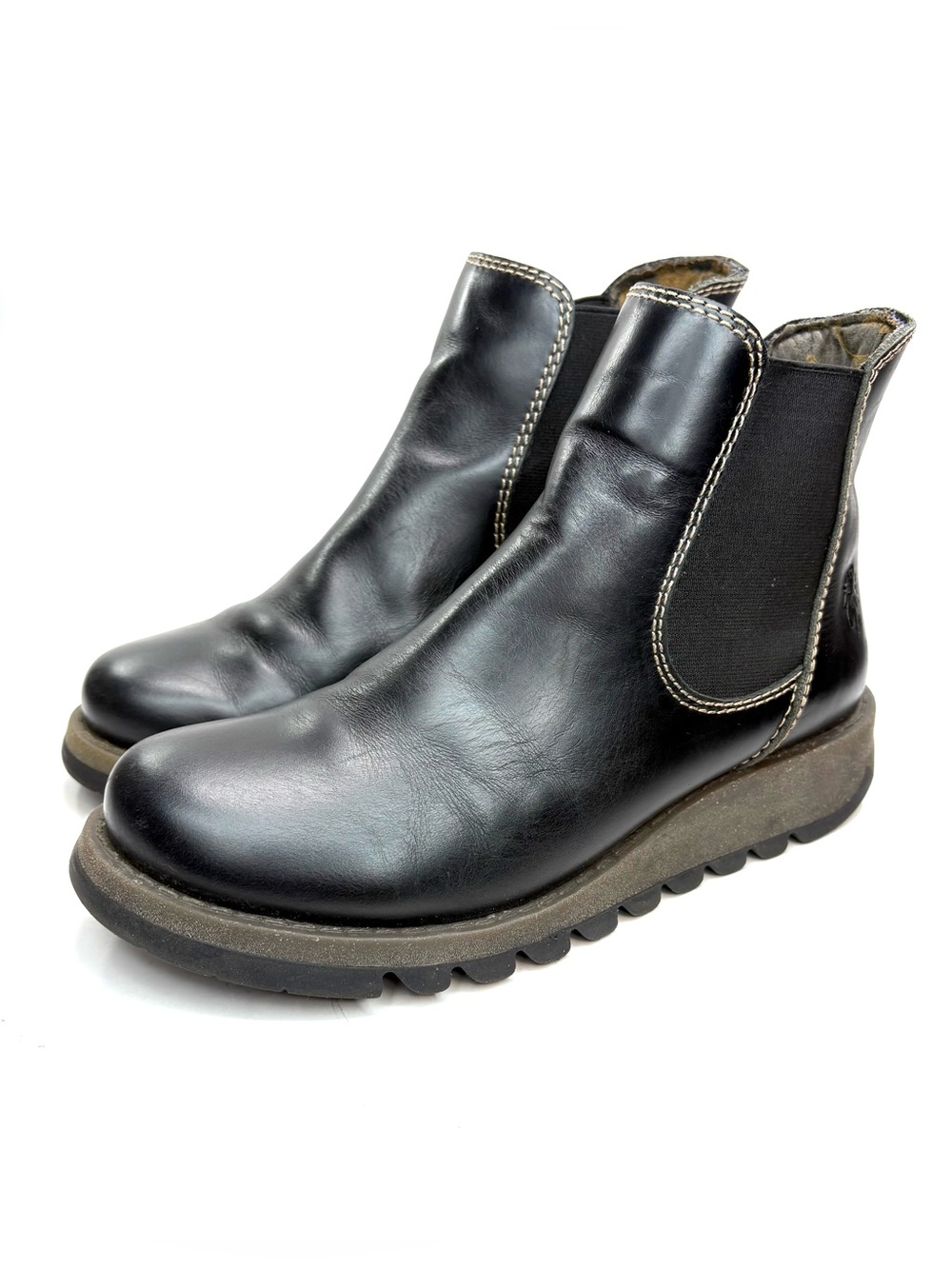 Fly London Salv Black Leather Ankle Boots | 37